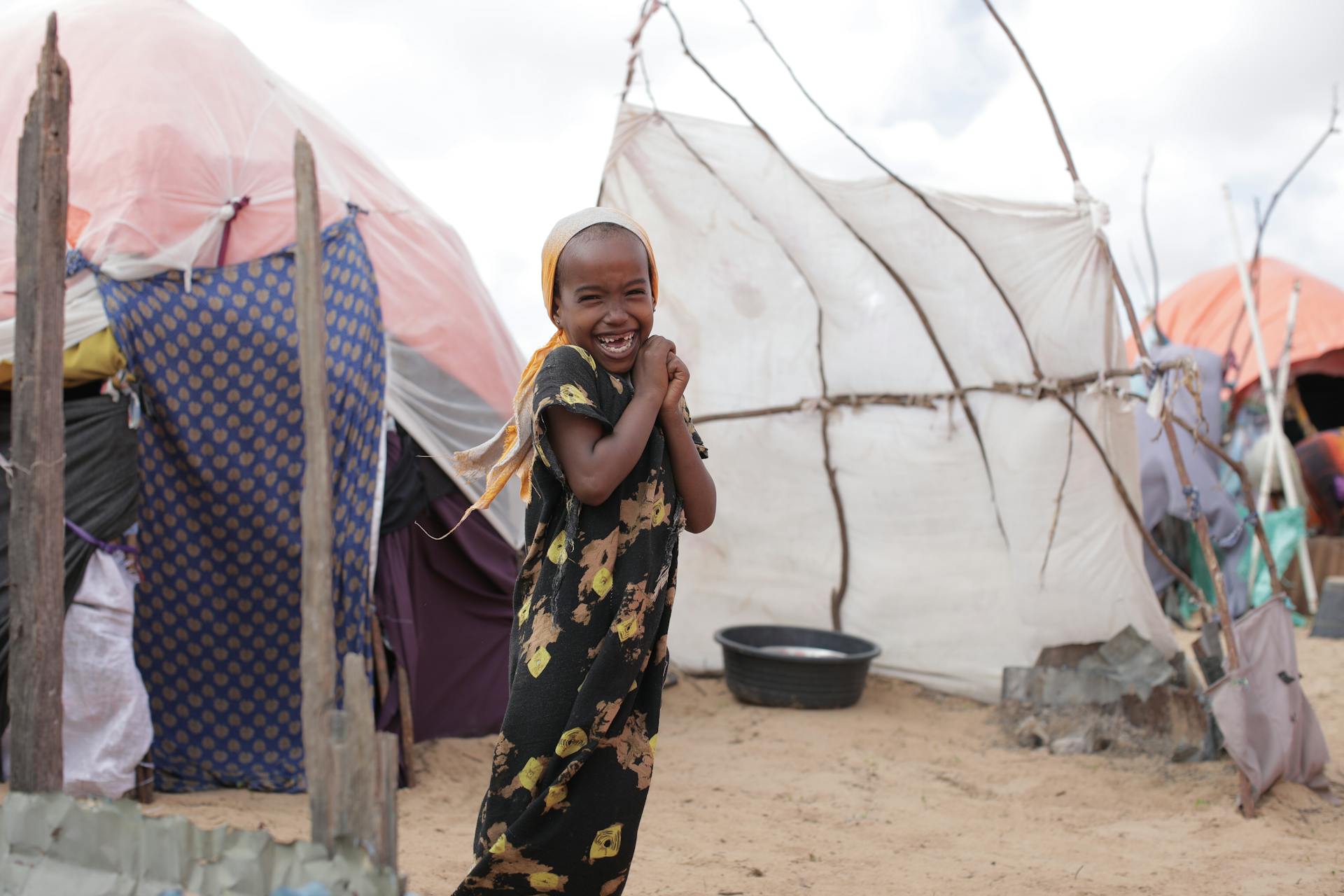 A young resident of a humanitarian settlement