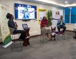 Three panellists participating in the hybrid report launch